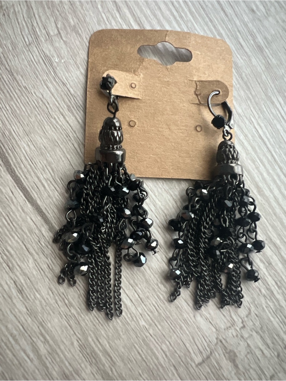 Black Tassel Drop Earrings - Elegant Women's Jewelry